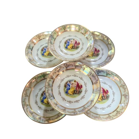 Vintage iridescent Luster ware Porcelain Berry bowls "TheThree Graces" Madonna - Picture 2 of 11